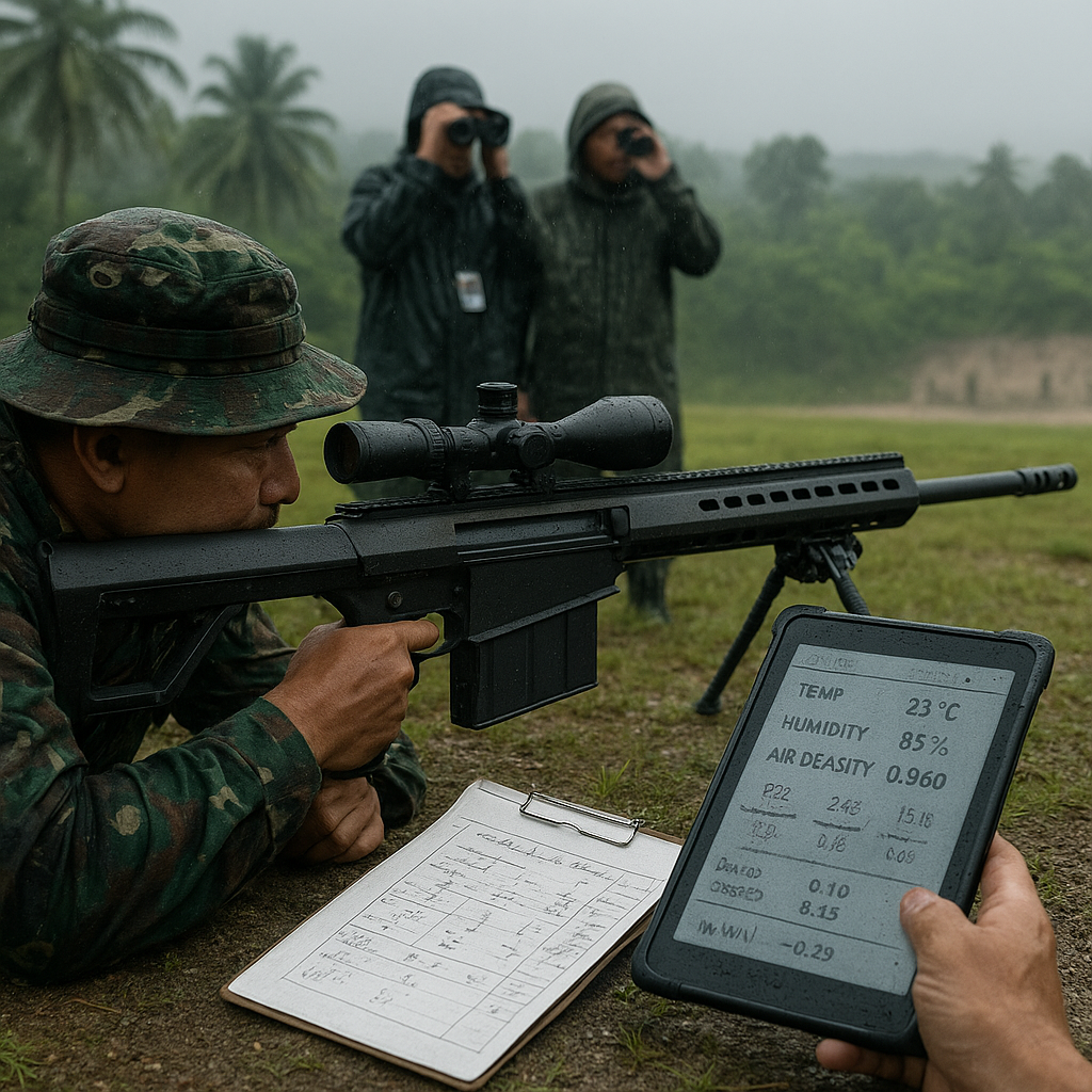 Latihan Tembak Senapan Sniper Barrett M107A1: Penyesuaian Bidikan untuk Kondisi Tropis Lembab