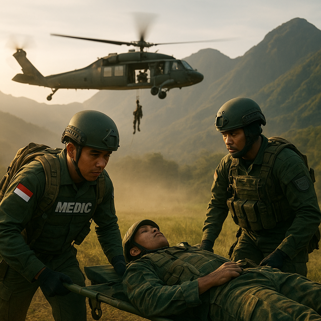Latihan Evakuasi Medis Darurat (MEDEVAC) Pasukan Khusus dengan Helikopter di Medan Pegunungan