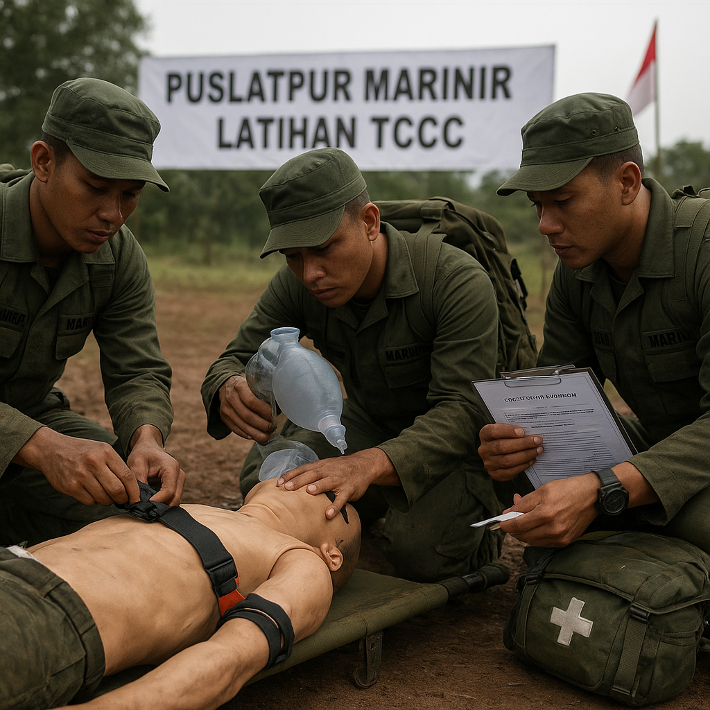 Puslatpur Marinir Latih Tactical Combat Casualty Care (TCCC) dengan Simulator Realistik