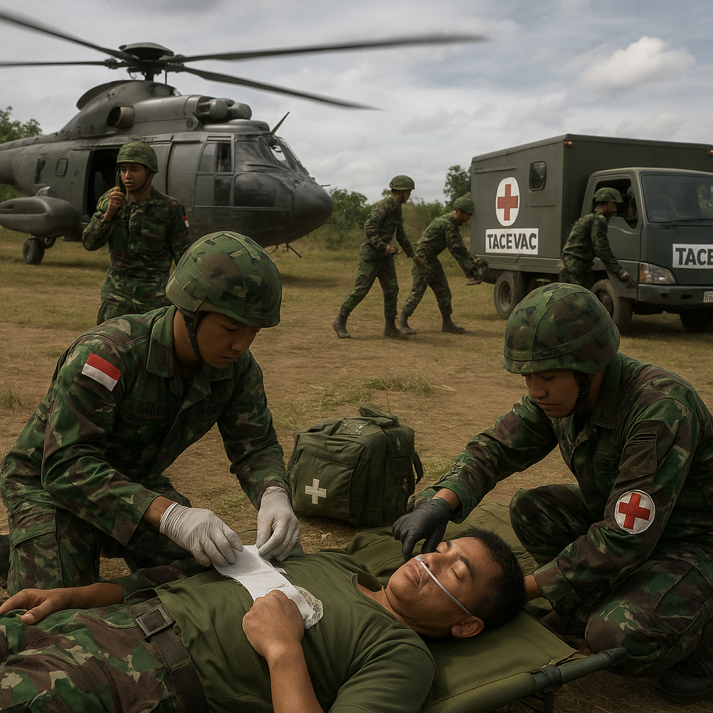 Latihan Prosedur Evacuation Medis Tactical (TACEVAC) oleh TNI