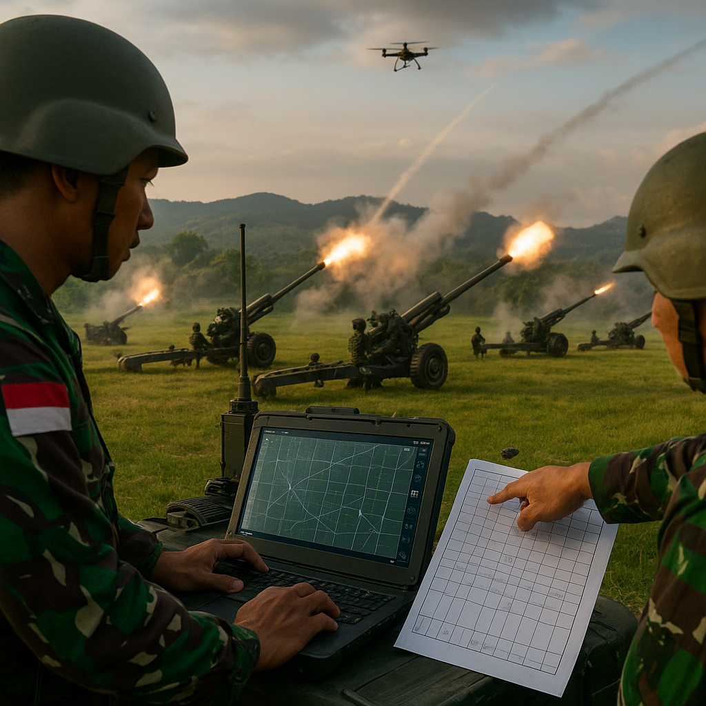 TNI AD Gelar Latihan Penembakan Artileri Medan Sistem Grid Modern di Jabar