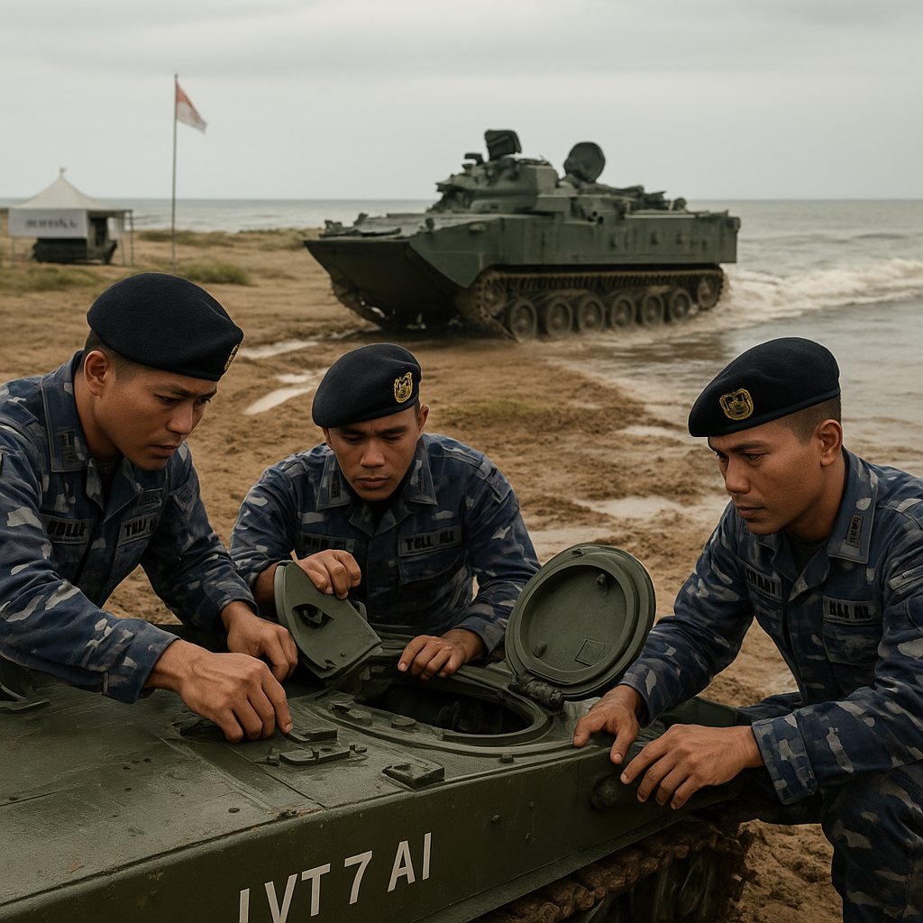 Marinir TNI AL Latih Pengoperasian Kendaraan Tempur Amfibi LVT 7 A1