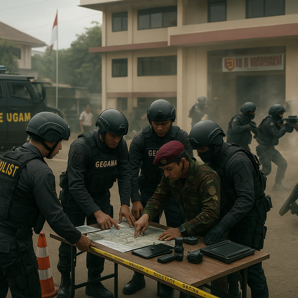 Simulasi Penyelamatan Sandera oleh Satuan Gegana Polri dan Den 81 Kopassus