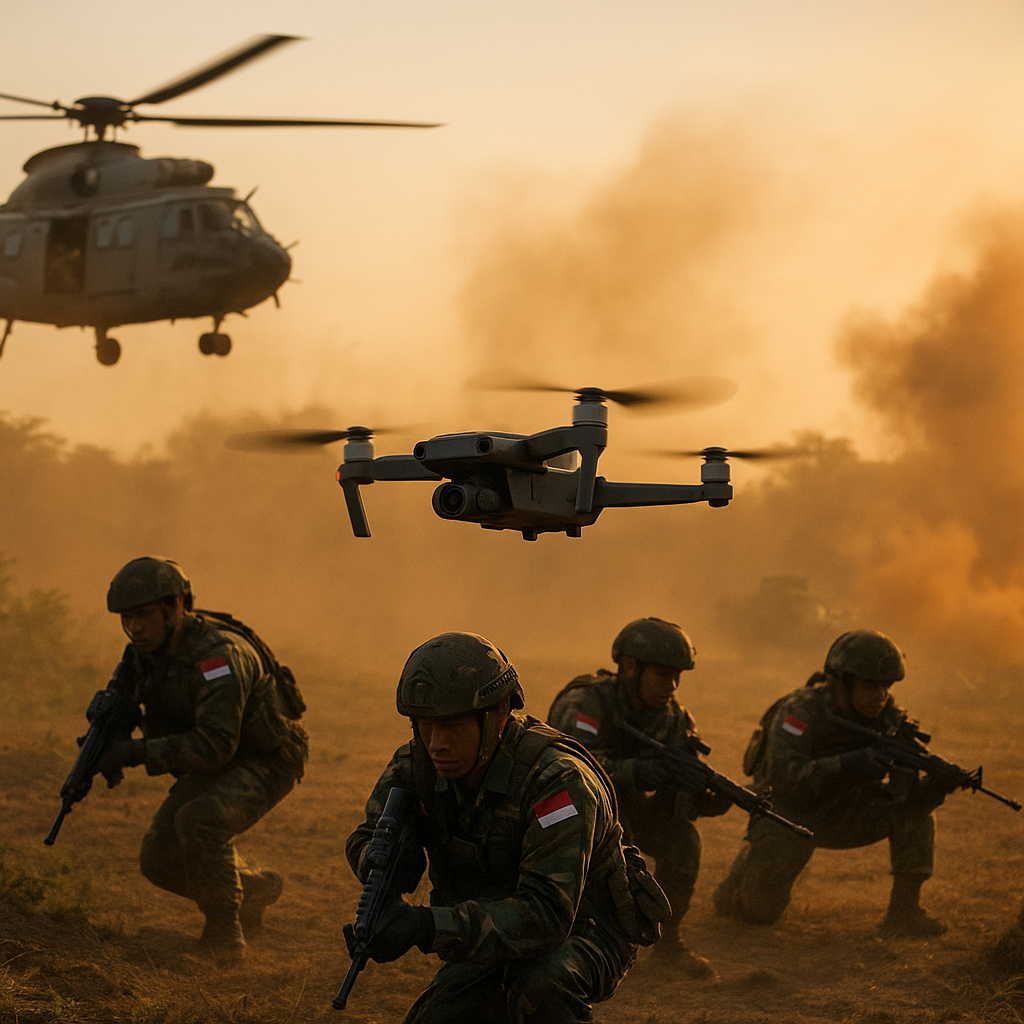 Kopasgat TNI AU Latihan Fire Power Demonstration dengan Helikopter dan Drone