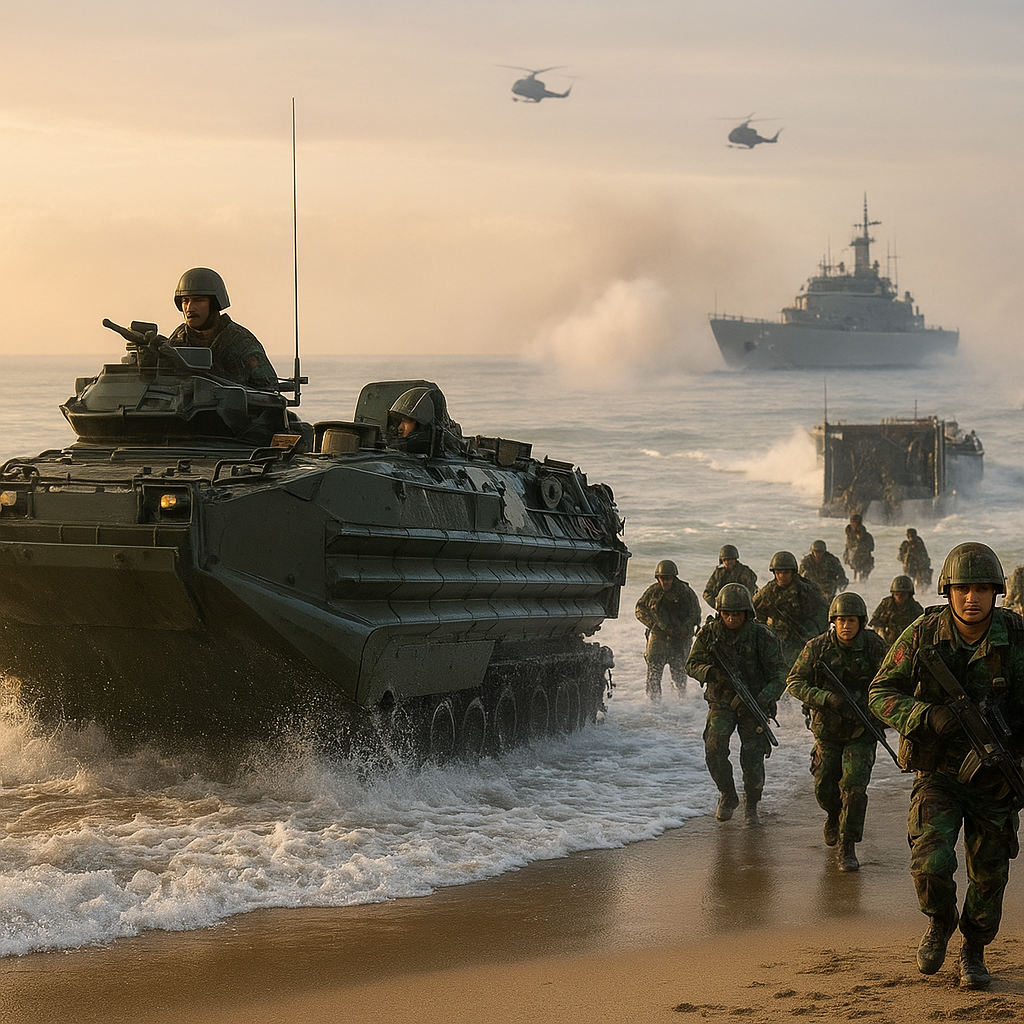 Korps Marinir TNI AL Latihan Amphibious Assault dengan Metode Wave Landing dan Ship-to-Shore Movement