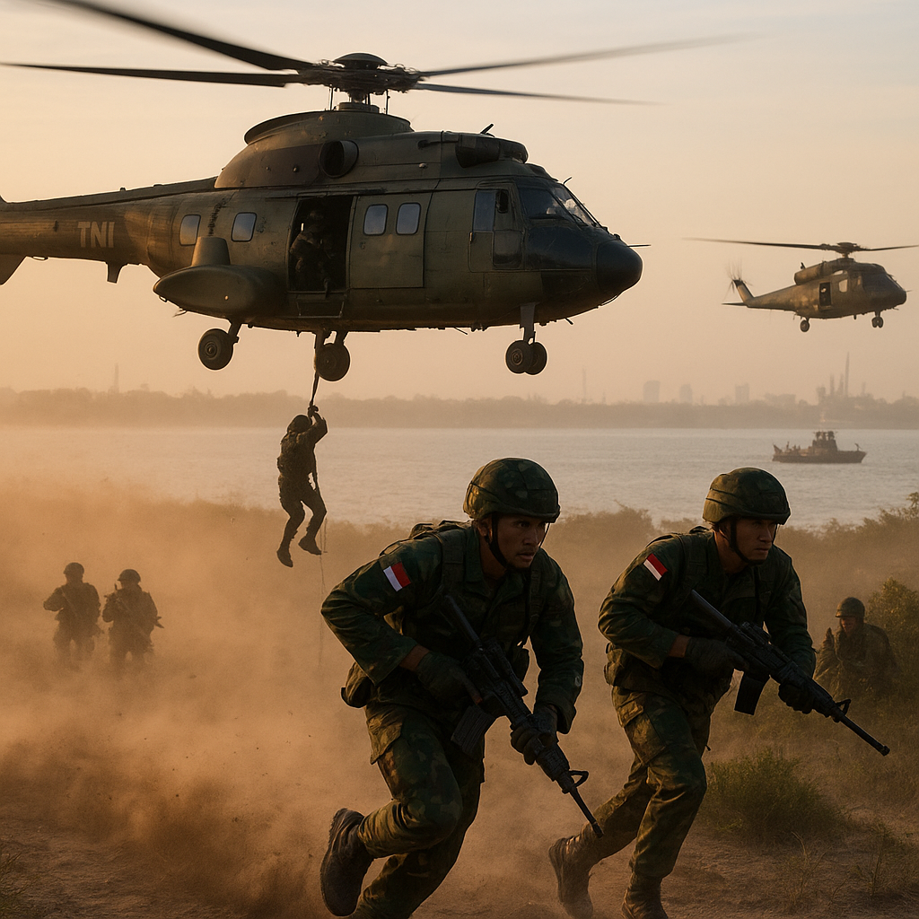 Latihan Tempur Gabungan TNI: Prosedur Air Assault dengan Helikopter Serbu di Batam