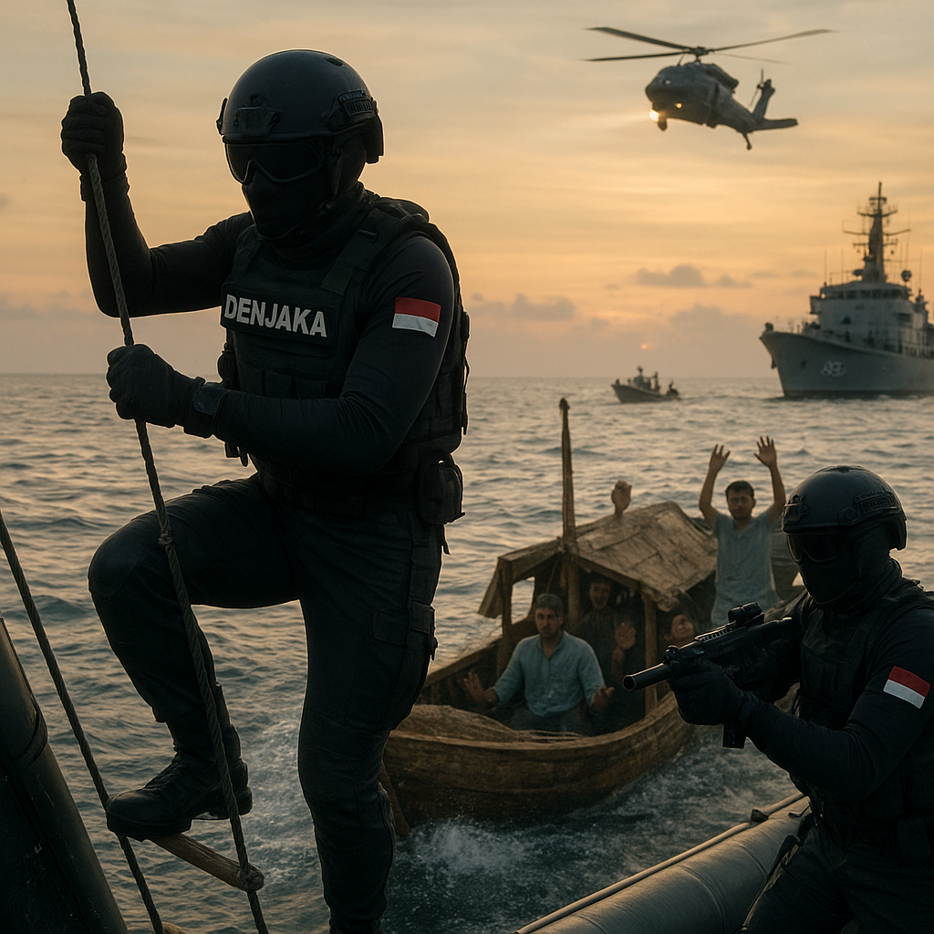 Simulasi Penangkapan Kapal Bajak Laut oleh Denjaka TNI AL: Analisis Taktik VBSS