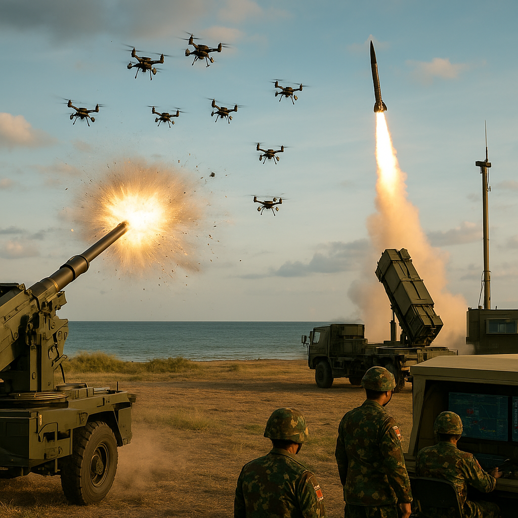 Arhanud TNI AD Latihan Intercept Drone Swarm dengan Kanon dan Misil