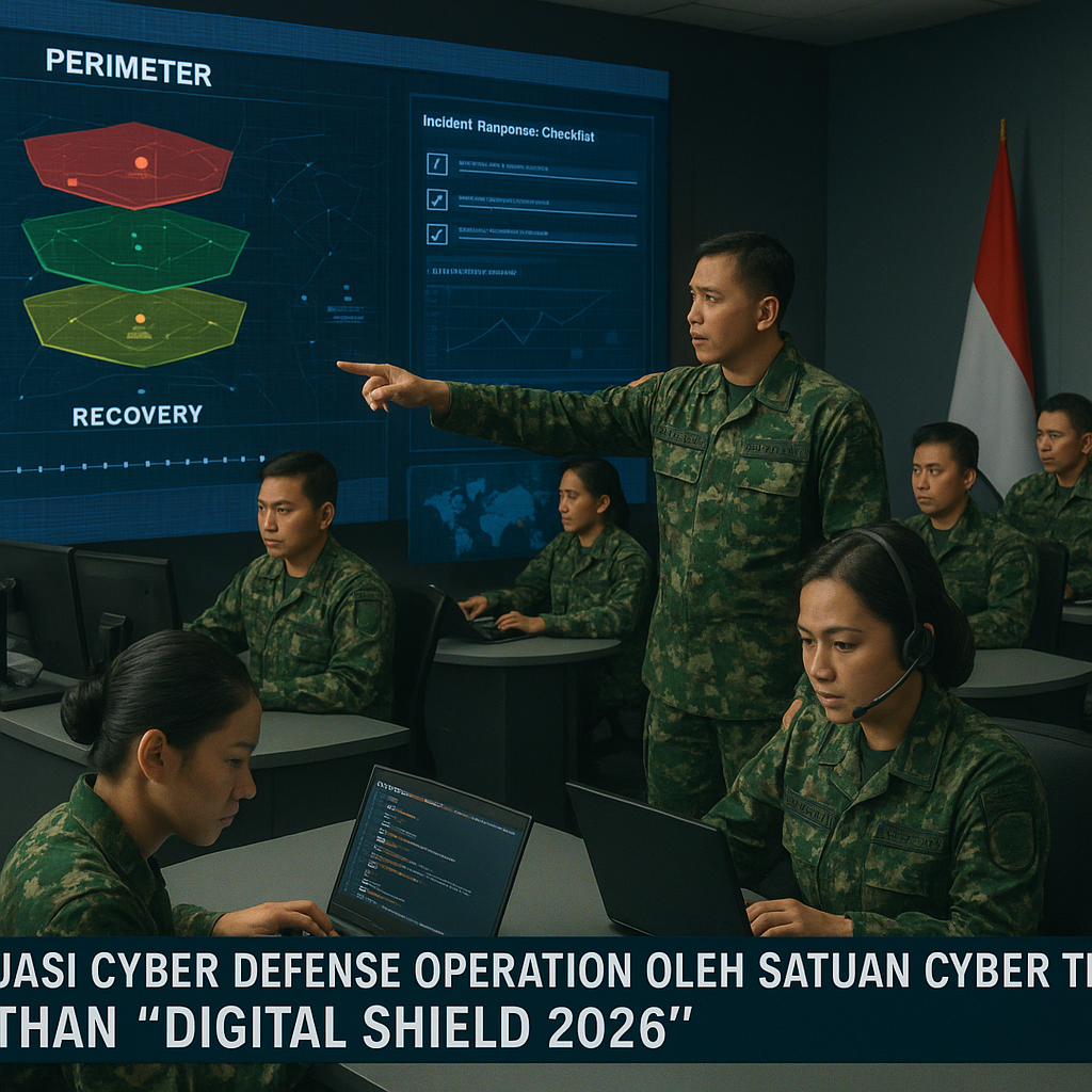 Simulasi Cyber Defense Operation oleh Satuan Cyber TNI dalam Latihan 'Digital Shield 2026'