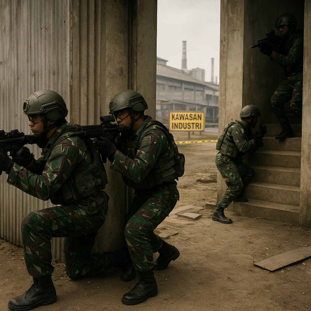 Simulasi Urban Combat TNI AD di Kawasan Industri: Protokol Clearing Multi-Level