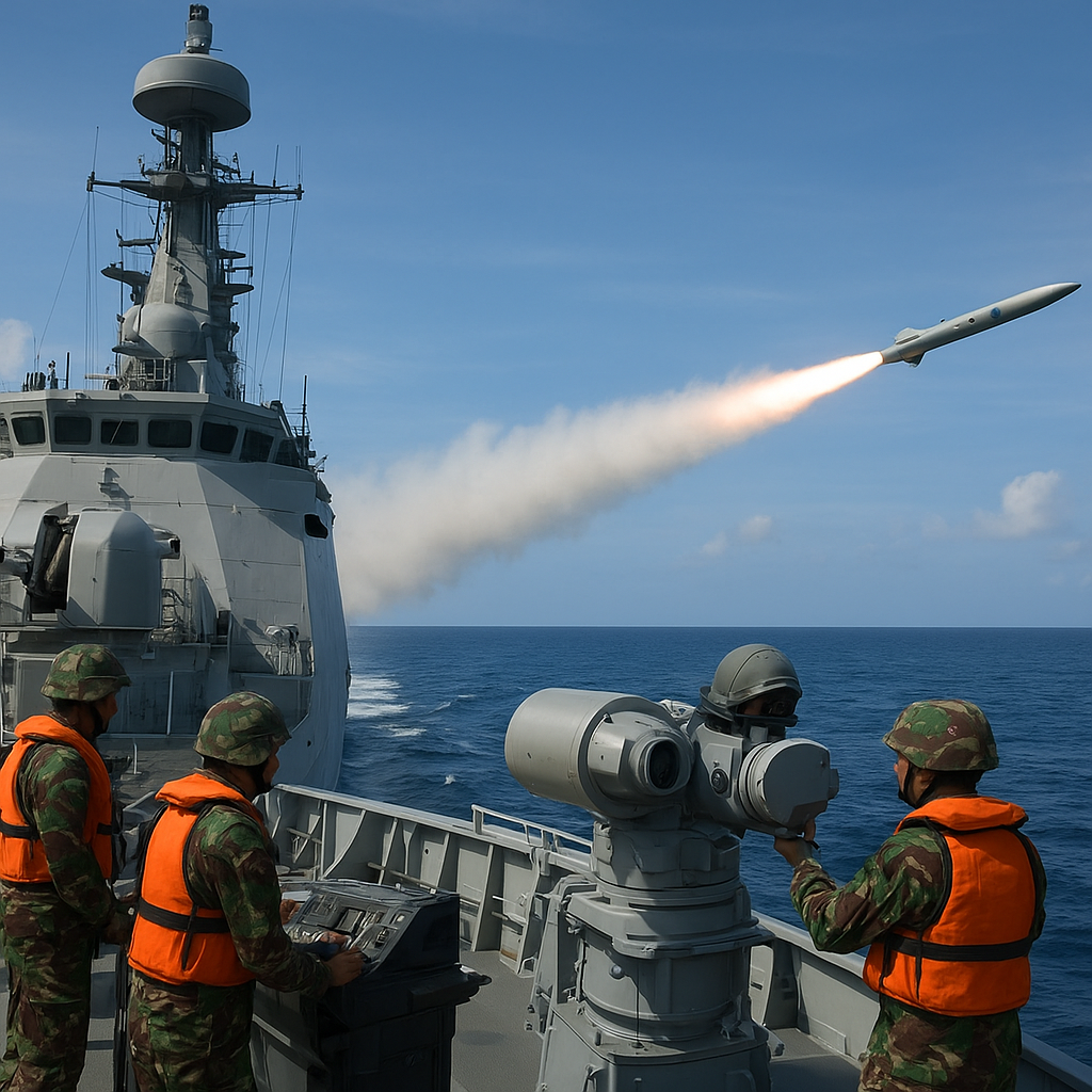 TNI AL Gelar Latihan Penembakan Rudal Anti Kapal C-705 di Perairan Natuna