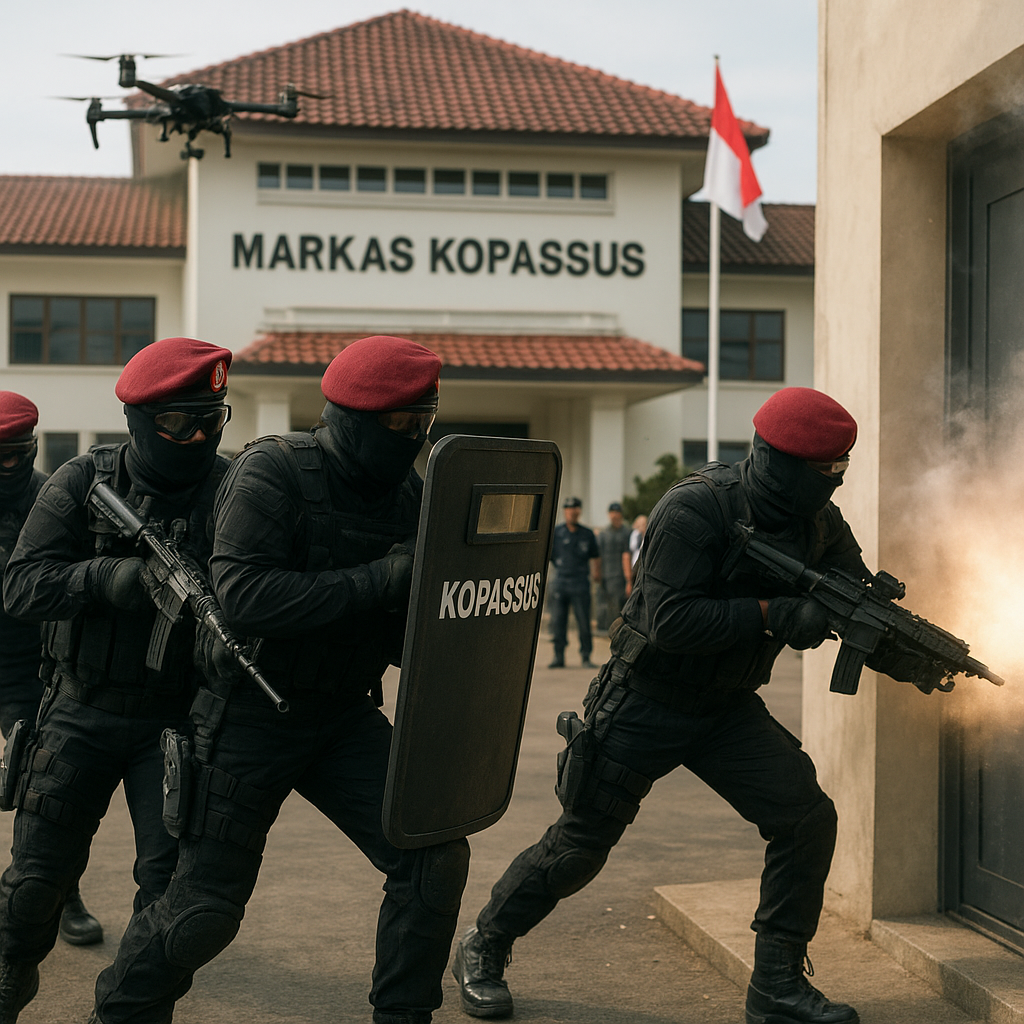 Simulasi Penangkapan Teroris dengan Teknik Dynamic Entry di Markas Kopassus