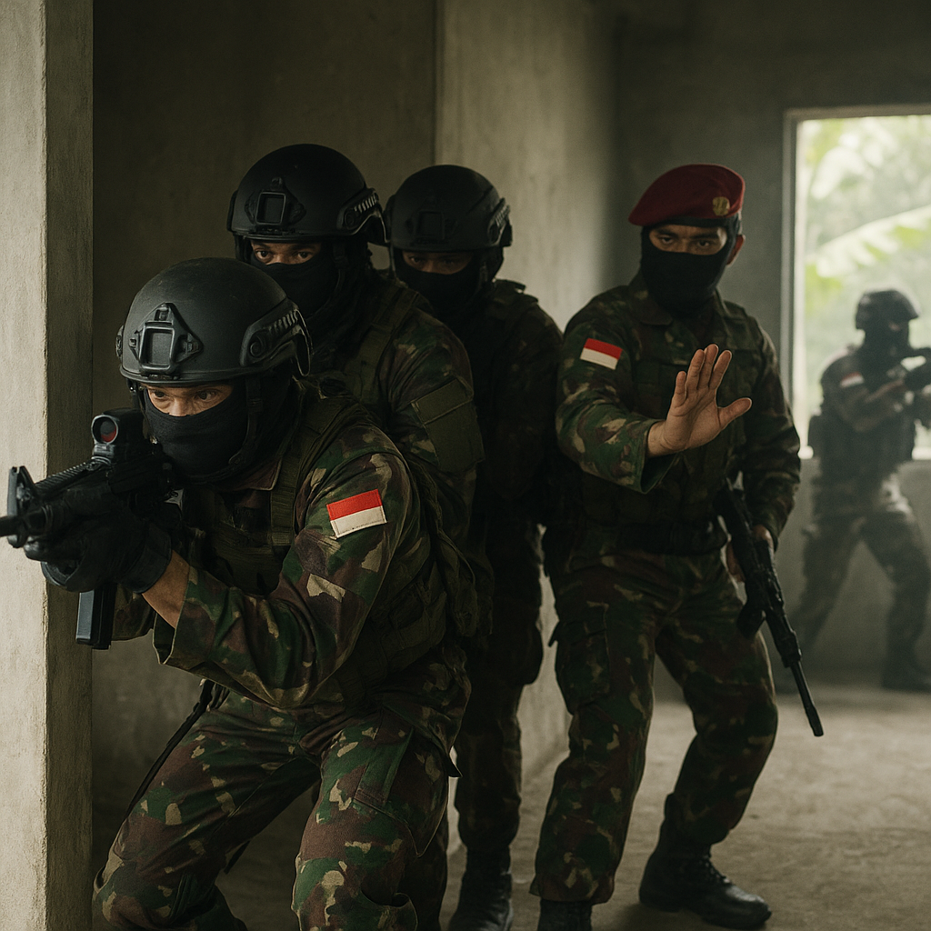 Kopassus Gelar Latihan Close Quarter Battle (CQB) di Batujajar, Fokus pada Taktik Team Room Clearing