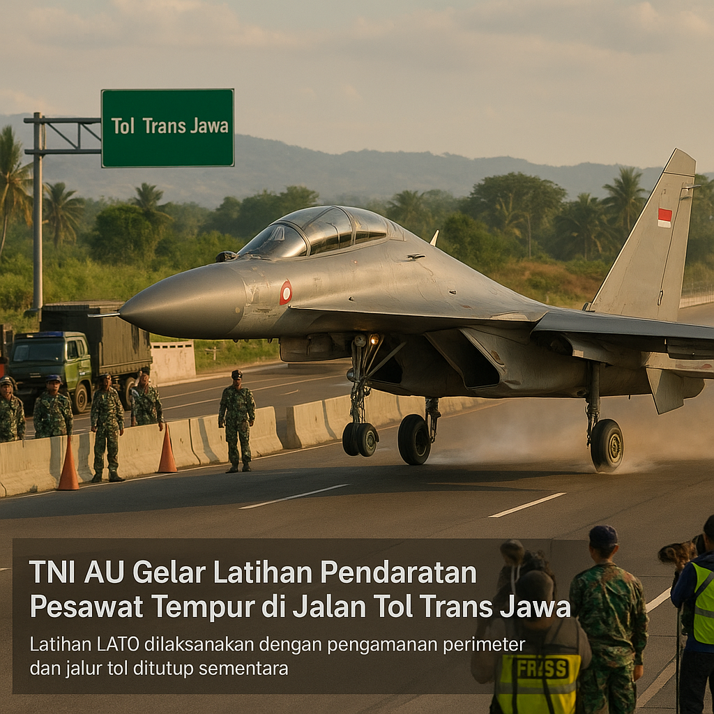 TNI AU Gelar Latihan Pendaratan Pesawat Tempur di Jalan Tol Trans Jawa