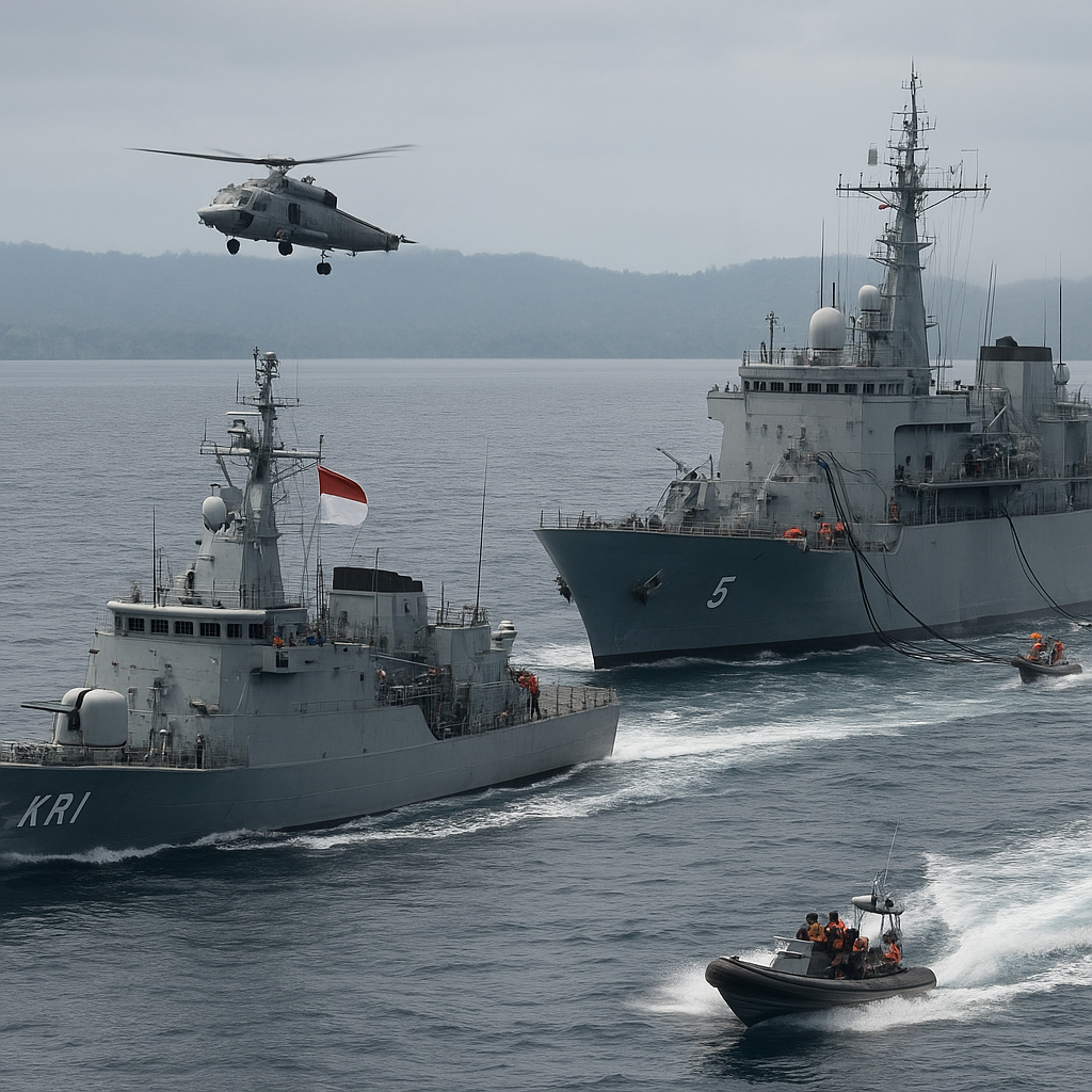 Kapal Perang TNI AL Asah Kemampuan Tempur di Perairan Ambalat