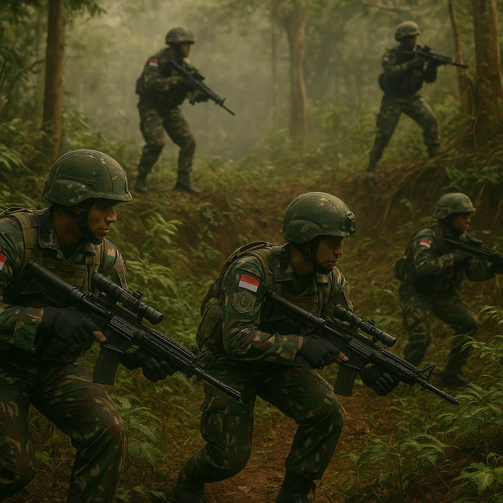 Satgas Madago Raya TNI Lakukan Patroli Taktis dengan Teknik Bound Overwatch di Pedalaman Poso