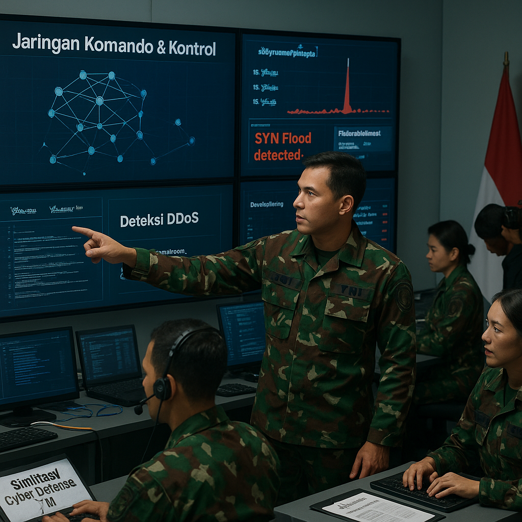 Simulasi Cyber Defense TNI: Skema Pertahanan Jaringan Komando dan Kontrol dari Serangan DDoS