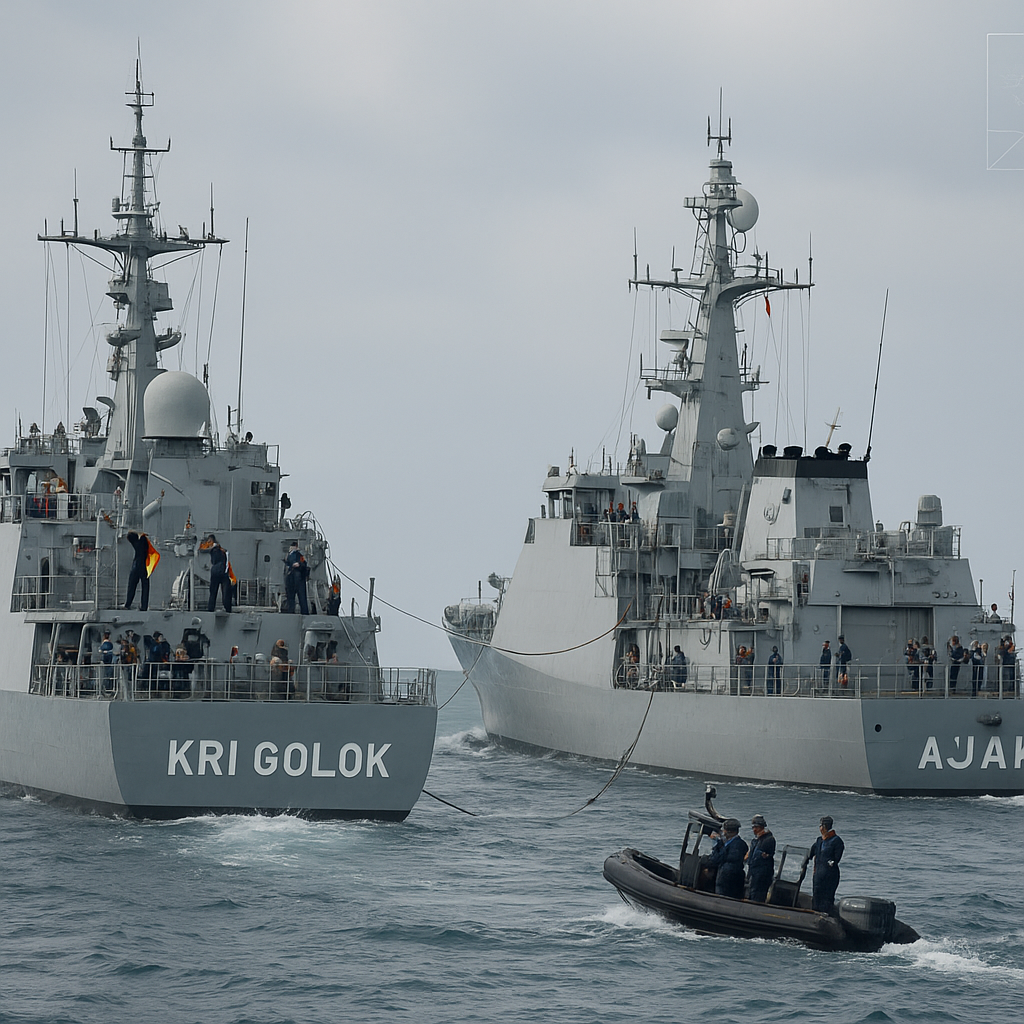 Dua Kapal Perang Tercanggih TNI AL Manuver di Perairan Ambalat