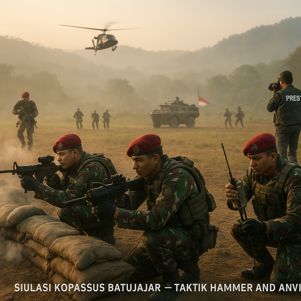 Simulasi Penyerbuan Markas Musuh oleh Kopassus Menggunakan Teknik ‘Hammer and Anvil’
