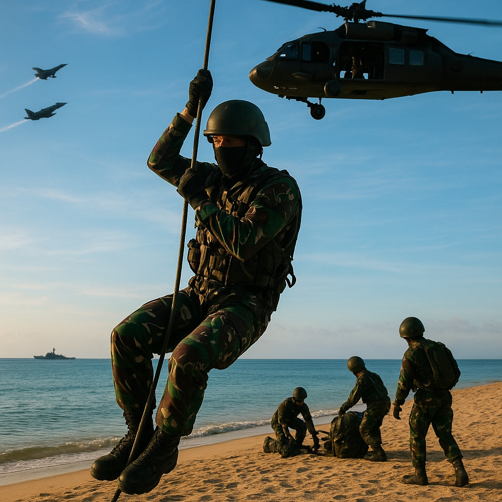 Penerbad TNI AU Gelar Latihan Air Mobile dan Vertical Envelopment di Natuna