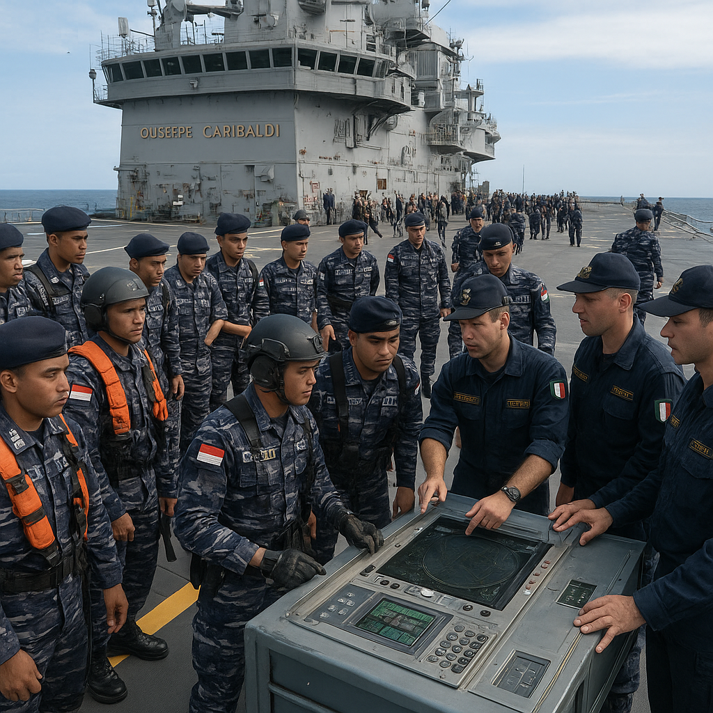 Bukan di Simulator, 100 Prajurit TNI AL Belajar Mengoperasikan Kapal Induk Garibaldi Saat Kapalnya Sedang Berlayar ke Indonesia