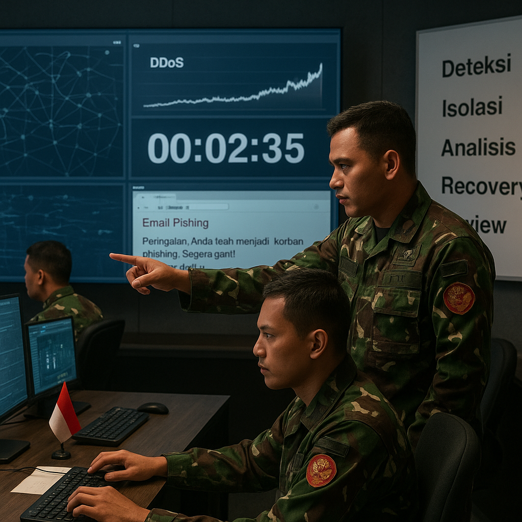 Simulasi Cyber Defense TNI: Prosedur Tanggap Insiden Serangan Digital pada Sistem Komando