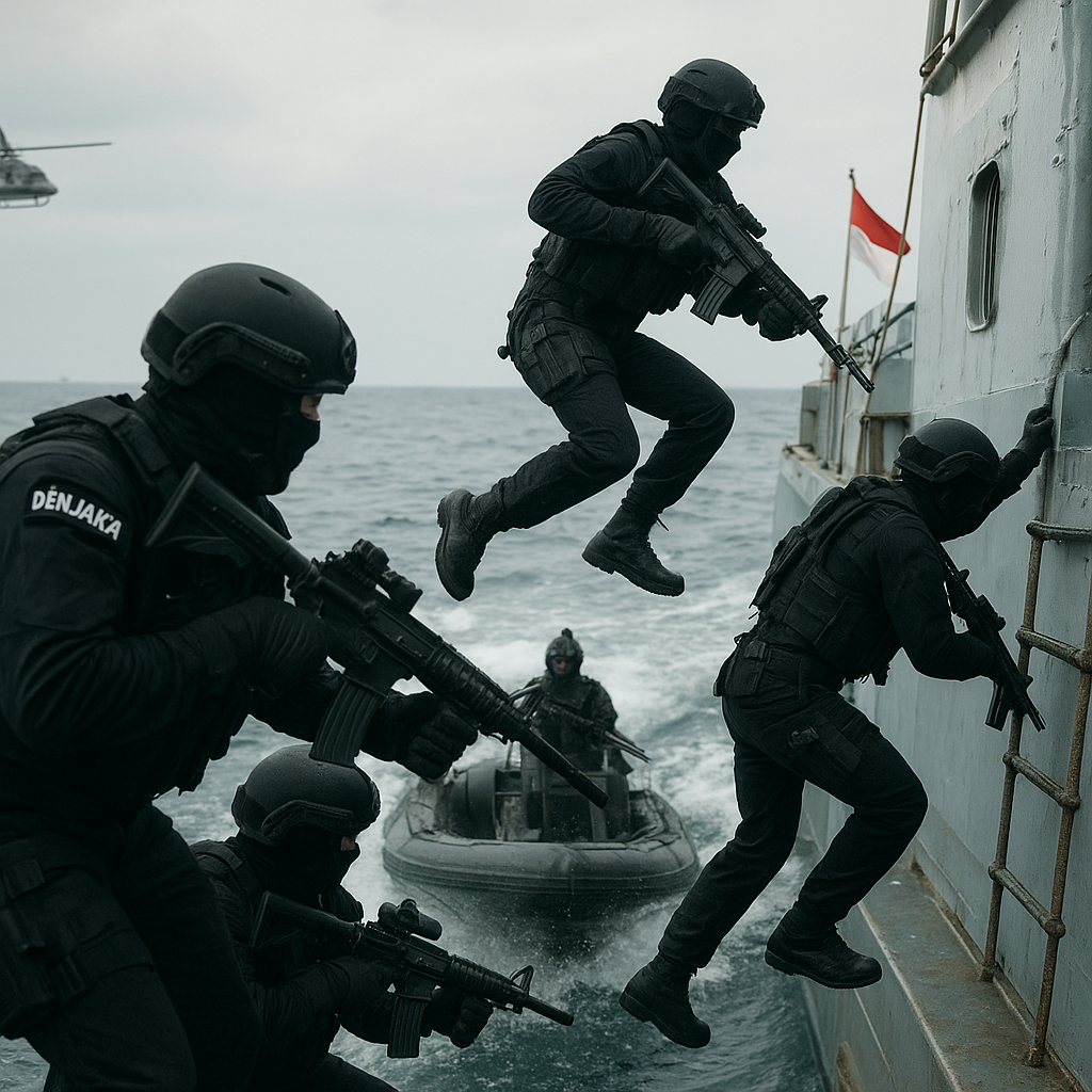 Bedah Taktik Penyelamatan Kapal oleh Denjaka: Prosedur VBSS (Visit, Board, Search, Seizure) dalam Latihan Laut