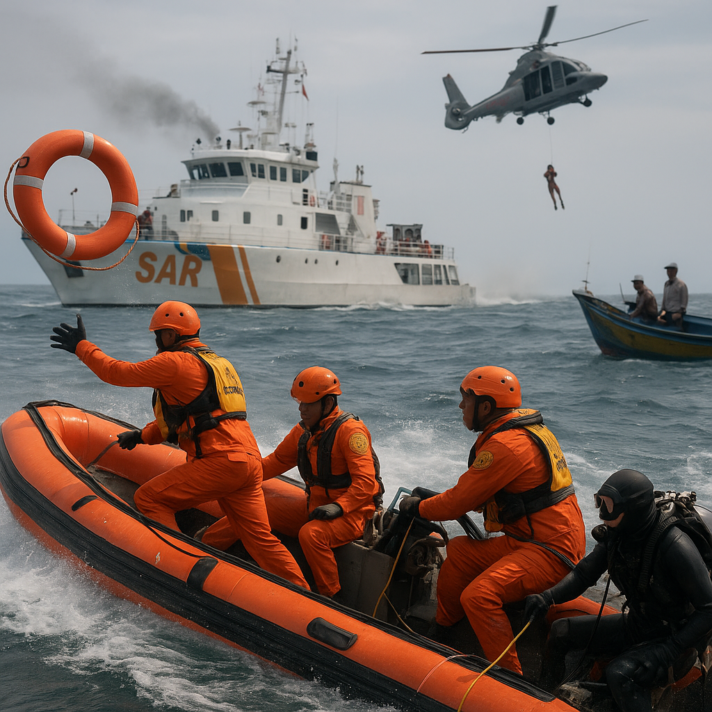 Simulasi Kapal Karam di Perairan Senoa Tutup Latihan SAR Natuna 2026