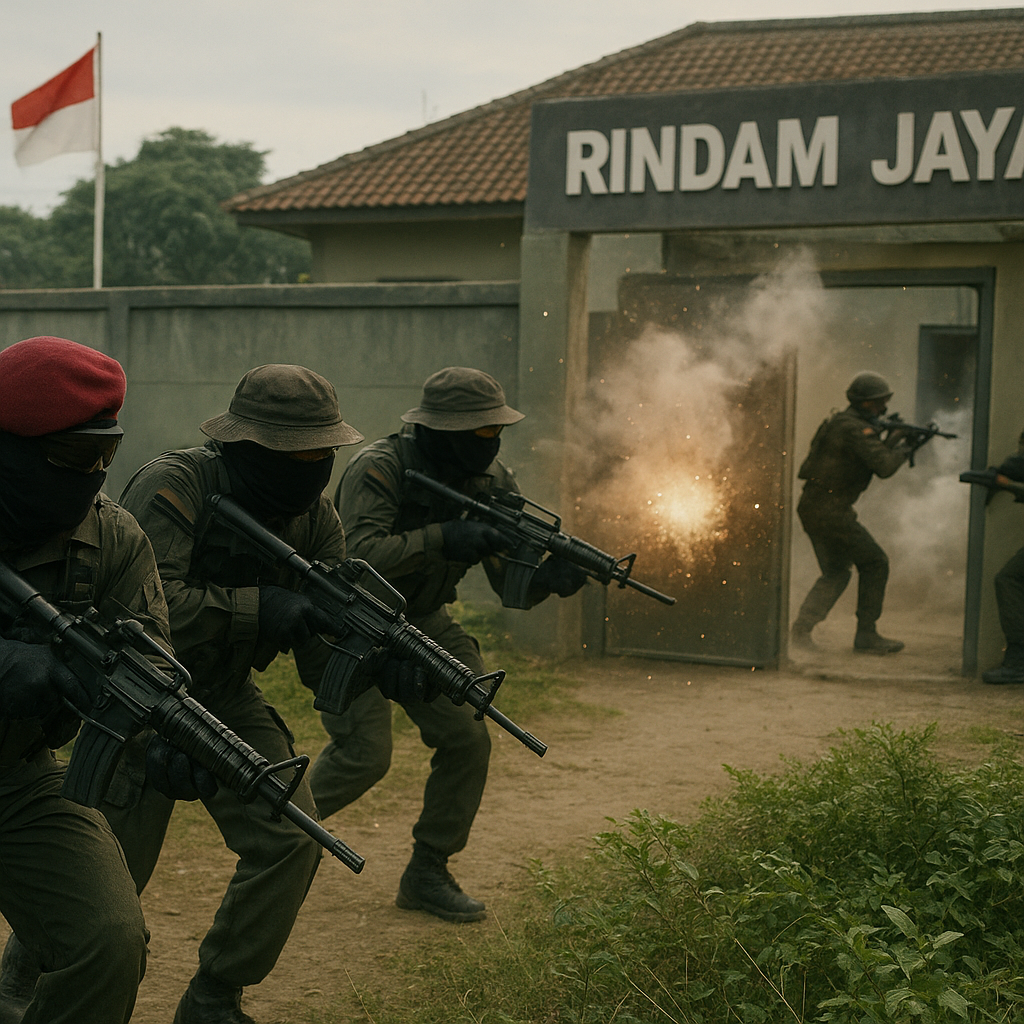 Kopassus Latihan Raid Simulation di Rindam Jaya, Teknik Breaching dan Room Clearing