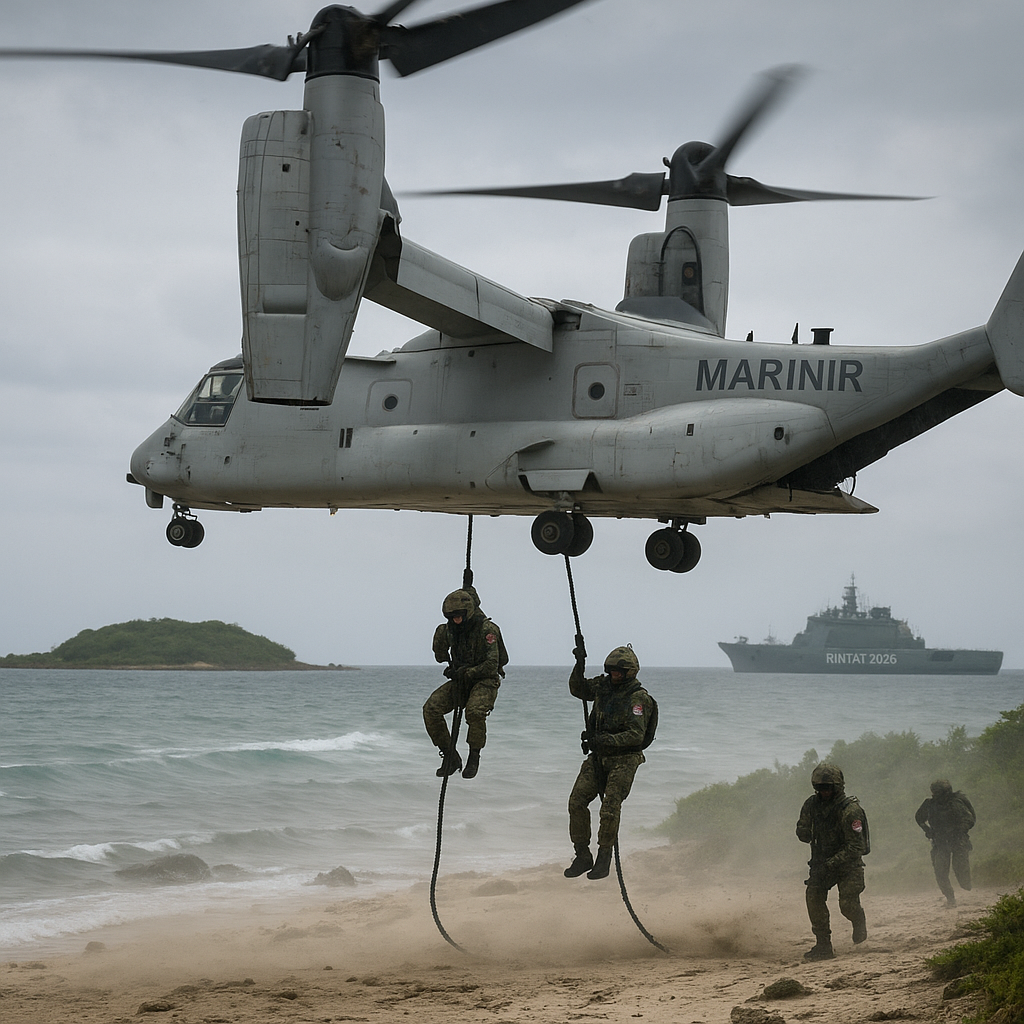 Marinir Indonesia Berlatih Infiltrasi Airborne dengan Pesawat MV-22B Osprey AS dalam RIMPAC 2026
