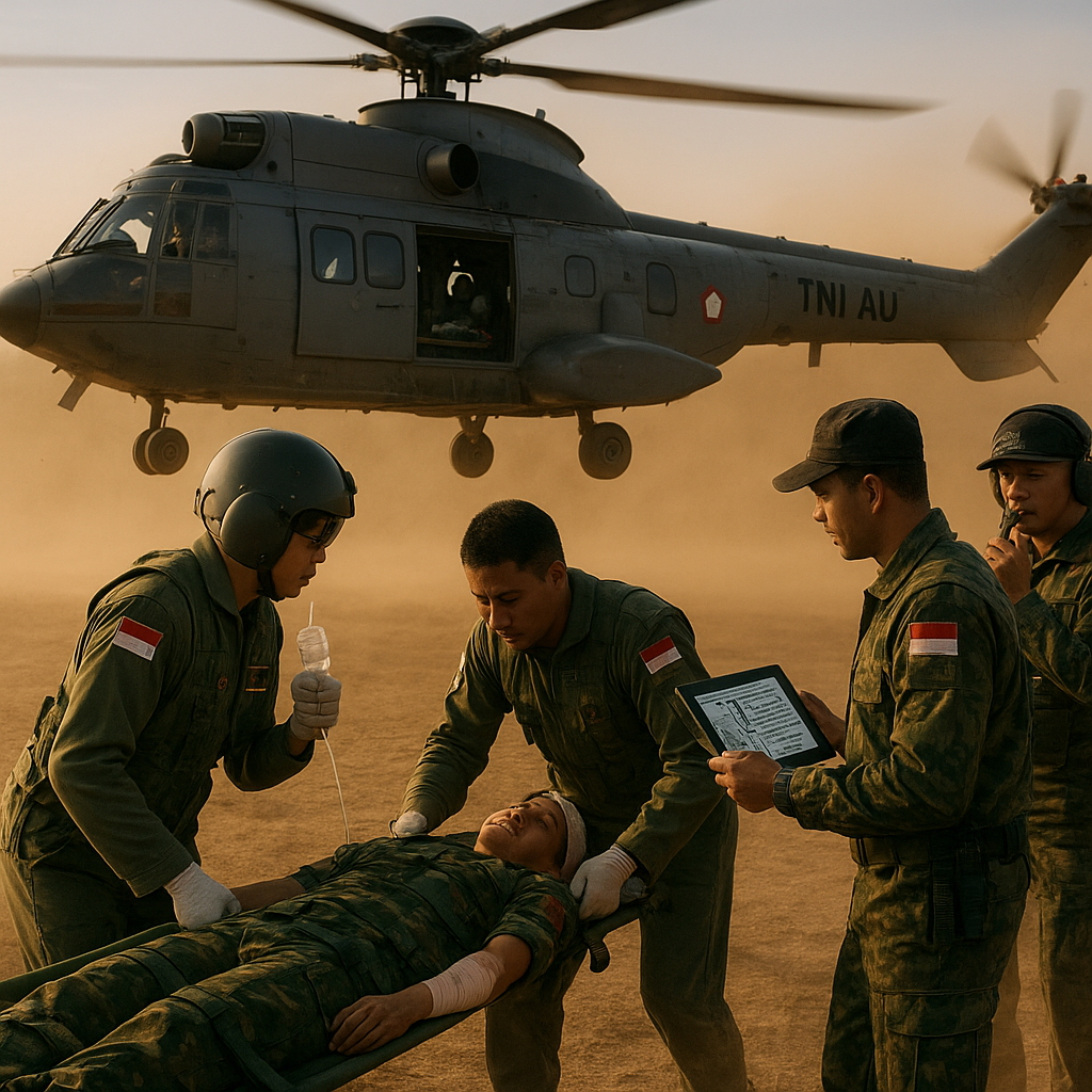 Simulasi dan Prosedur Evakuasi Medis Udara (MEDEVAC) TNI AU dalam Latihan Tempur
