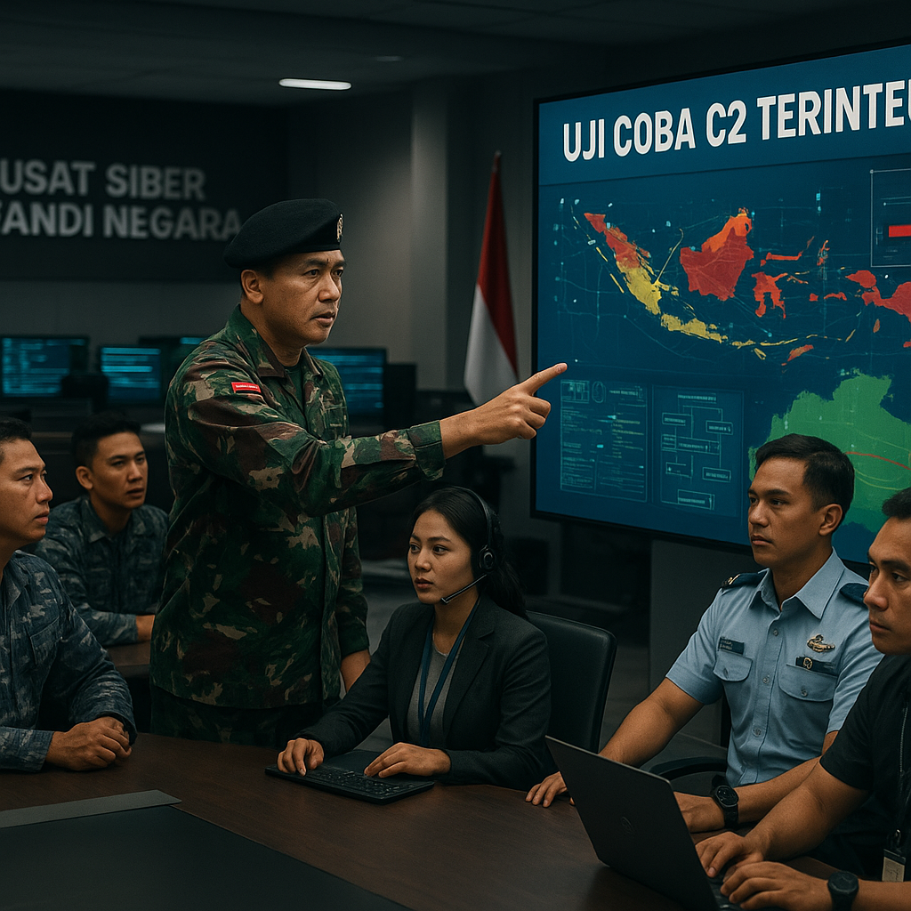 Uji Coba Sistem Komando dan Kendali (C2) Terintegrasi TNI di Pusat Siber dan Sandi Negara