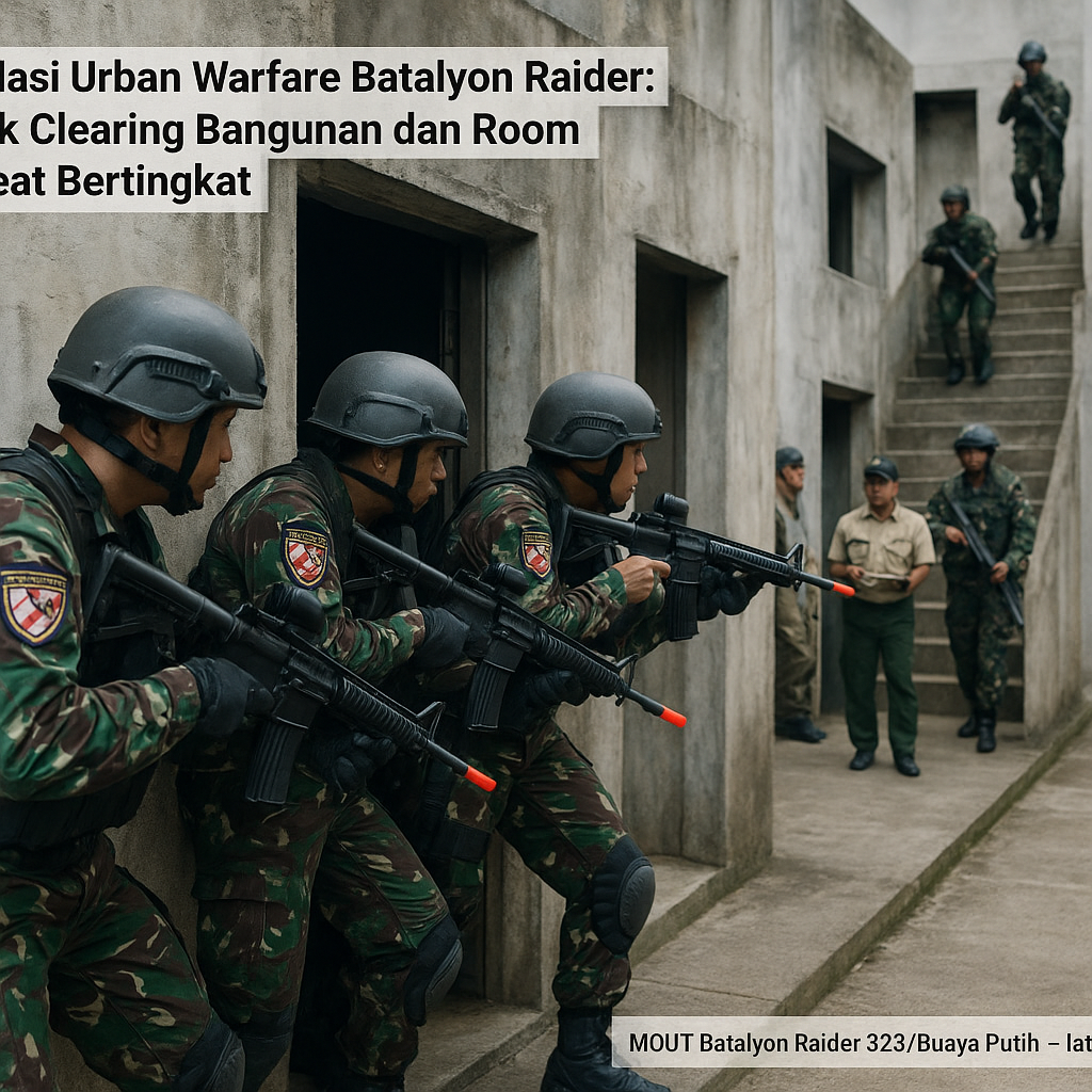 Simulasi Urban Warfare Batalyon Raider: Teknik Clearing Bangunan dan Room Combat Bertingkat