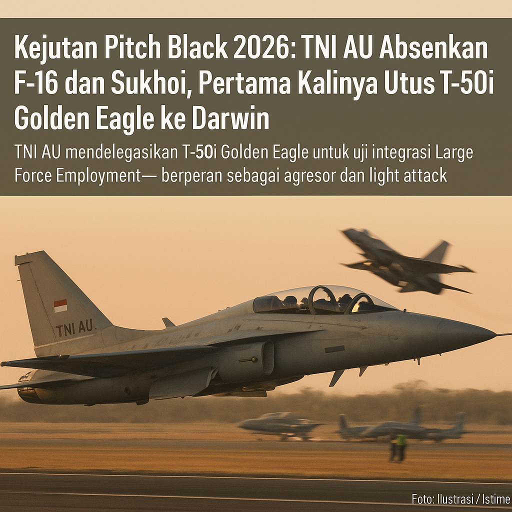 Kejutan Pitch Black 2026: TNI AU Absenkan F-16 dan Sukhoi, Pertama Kalinya Utus T-50i Golden Eagle ke Darwin