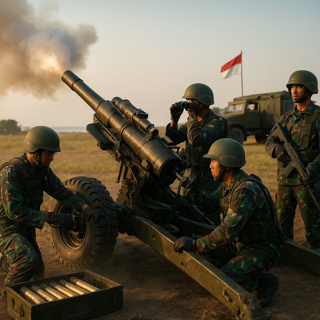 Marinir AL Pertajam Kemampuan Prajurit dalam Menembak dengan Meriam Howitzer 105 mm