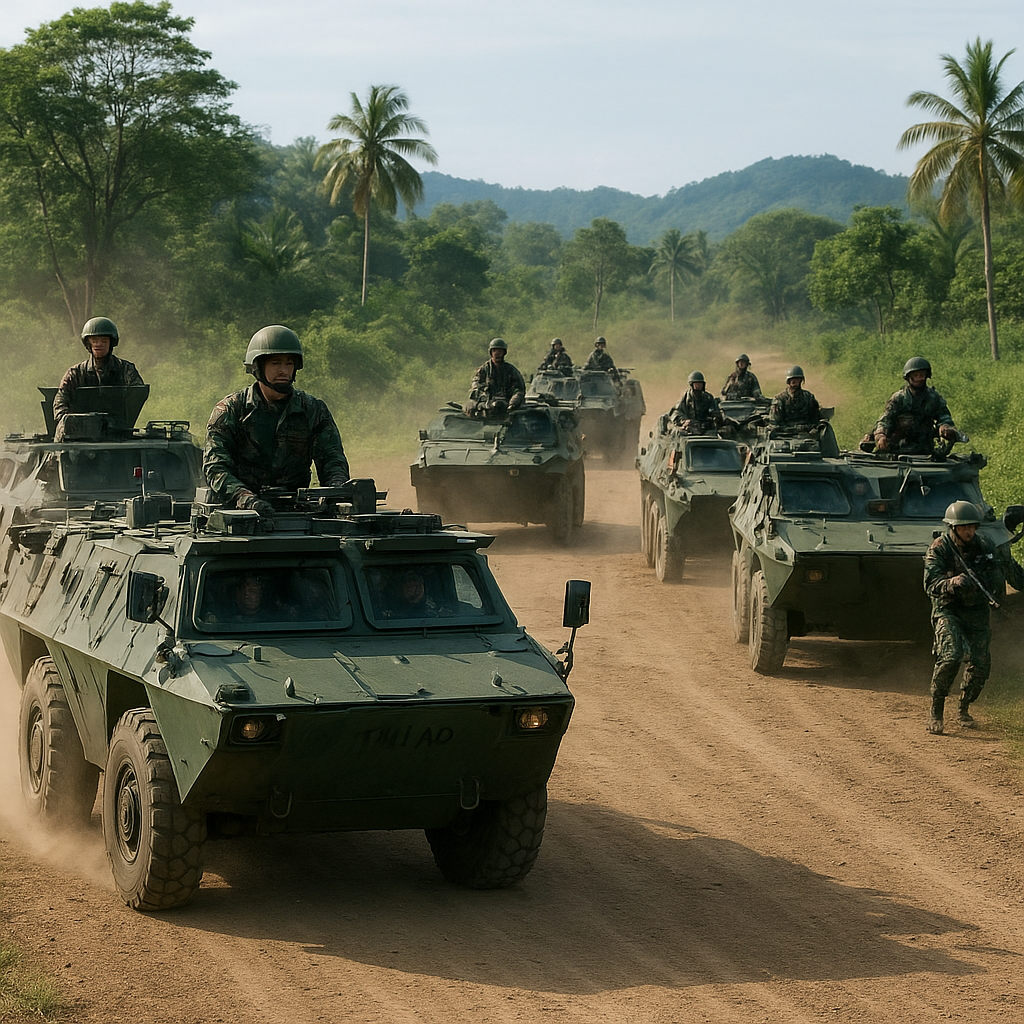 Satuan Ranpur Panser TNI AD Latihan Formasi March Column dan Herringbone untuk Pengawalan Konvoi
