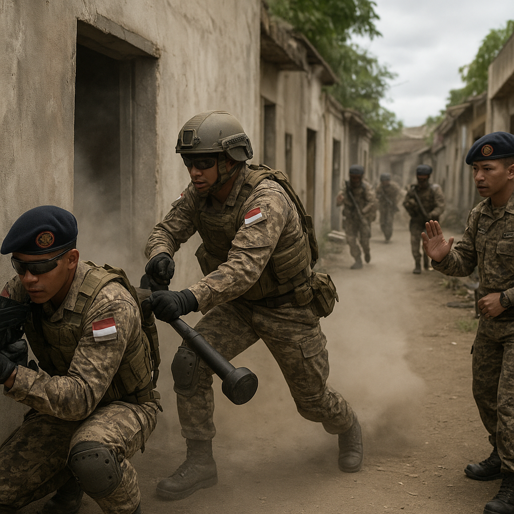 Simulasi Urban Warfare oleh Batalyon Infanteri 123/TS di Puslatpur Marinir Karang Tekok