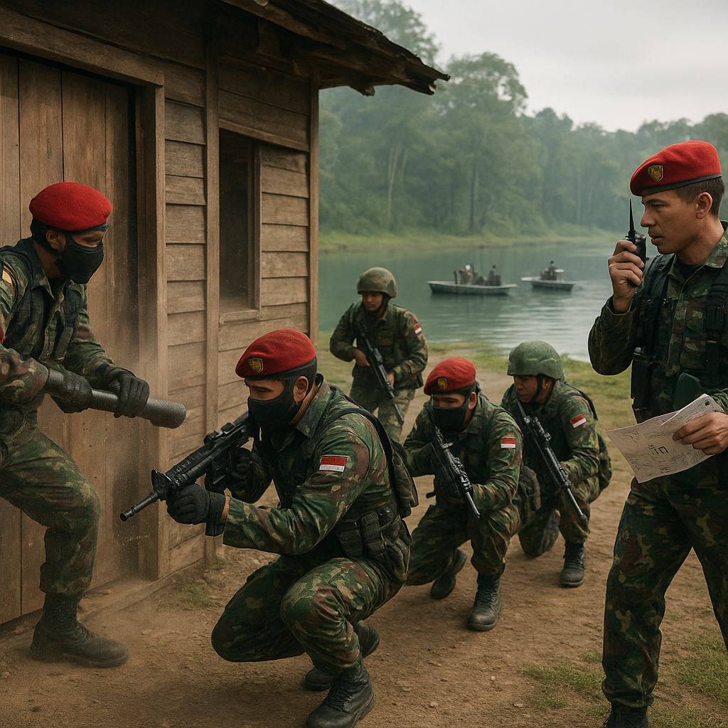 Kopassus Latihan Pembebasan Sandera dengan Teknik CQB di Situ Lembang