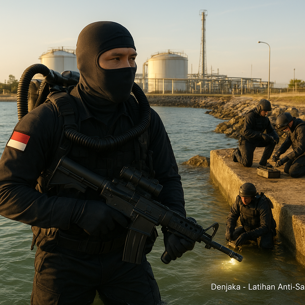 Denjaka Latihan Anti-Sabotase di Fasilitas Vital Pesisir