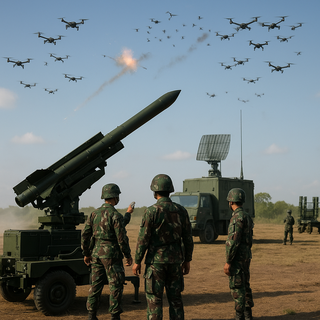 Pussenarhanud Latihan Serangan Drone Swarm dengan Sistem Rudal Rapier