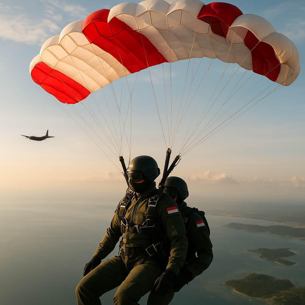 Kopassus Uji Coba Infiltrasi Udara dengan Parasut Tandem High-Altitude