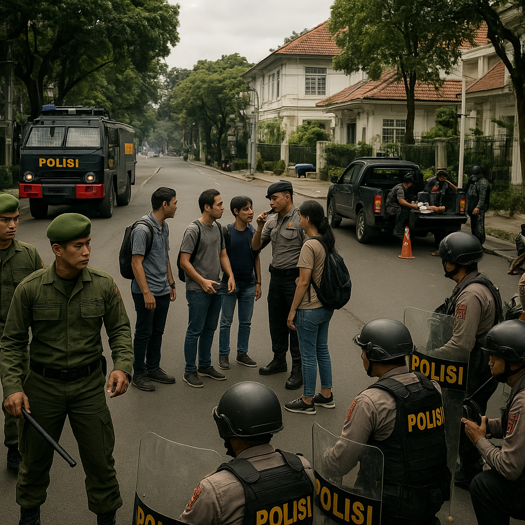 Aparat Gabungan Halau Sekelompok Massa Bersiap di Menteng