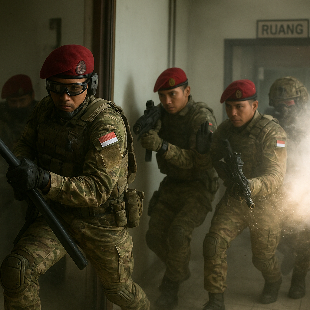 Kopassus Latihan Pembebasan Sandera dengan Metode 'Dynamic Entry'