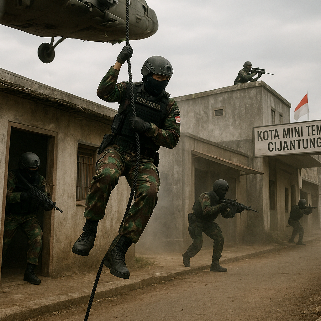 Kopassus Latih Urban Warfare di Kota Mini Tempur Cijantung