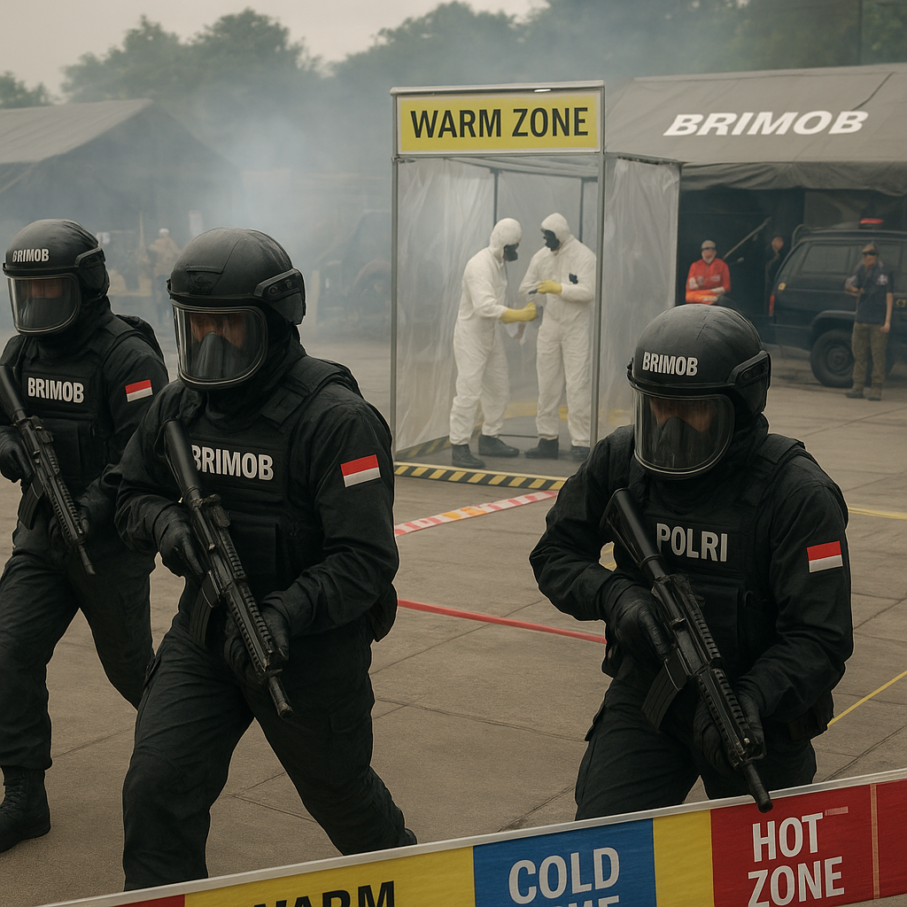 Brimob Polri Latihan Penanganan Ancaman CBRNE di Pusat Latihan Senpi
