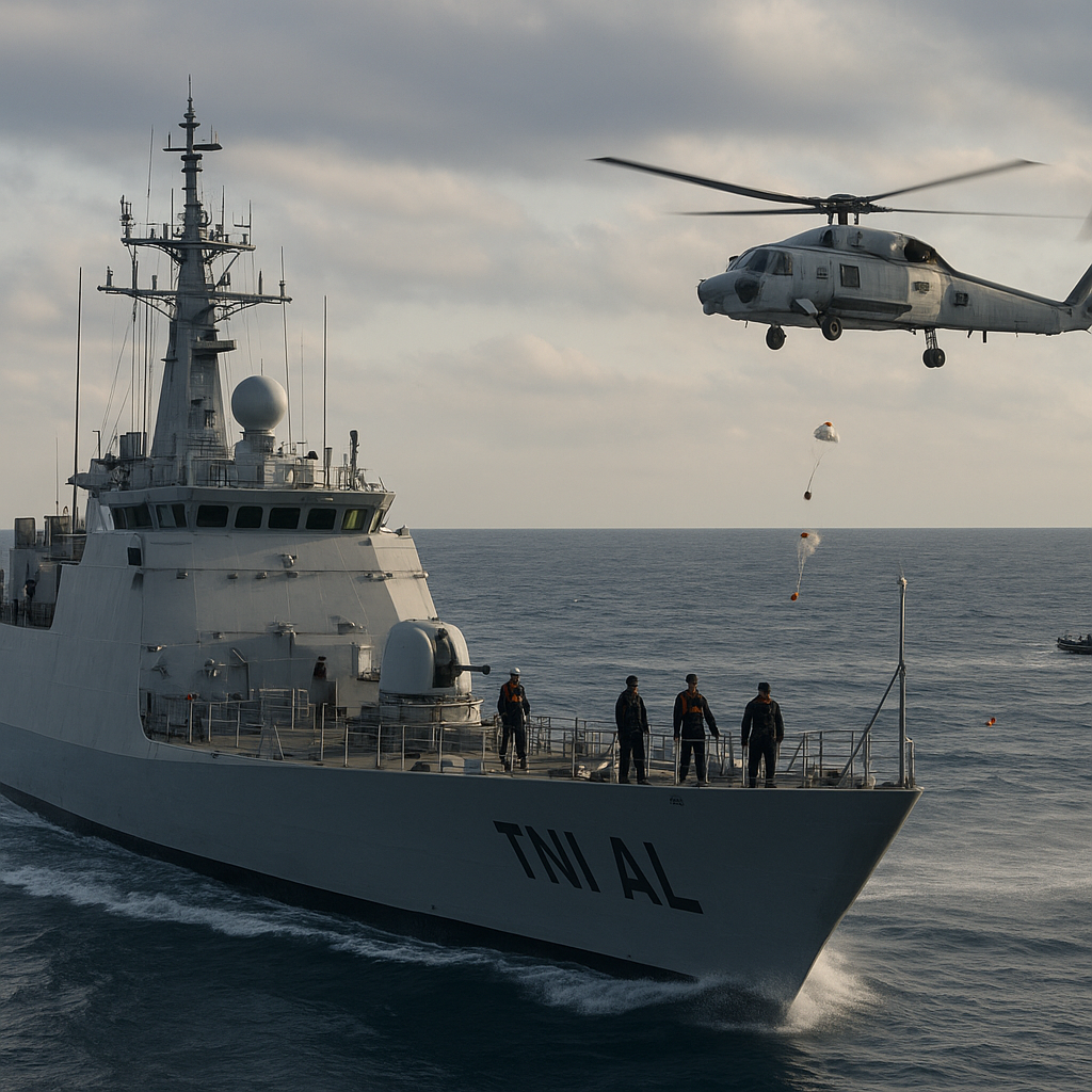 TNI AL Gelar Latihan Anti-Submarine Warfare dengan Heli dan Kapal Perang