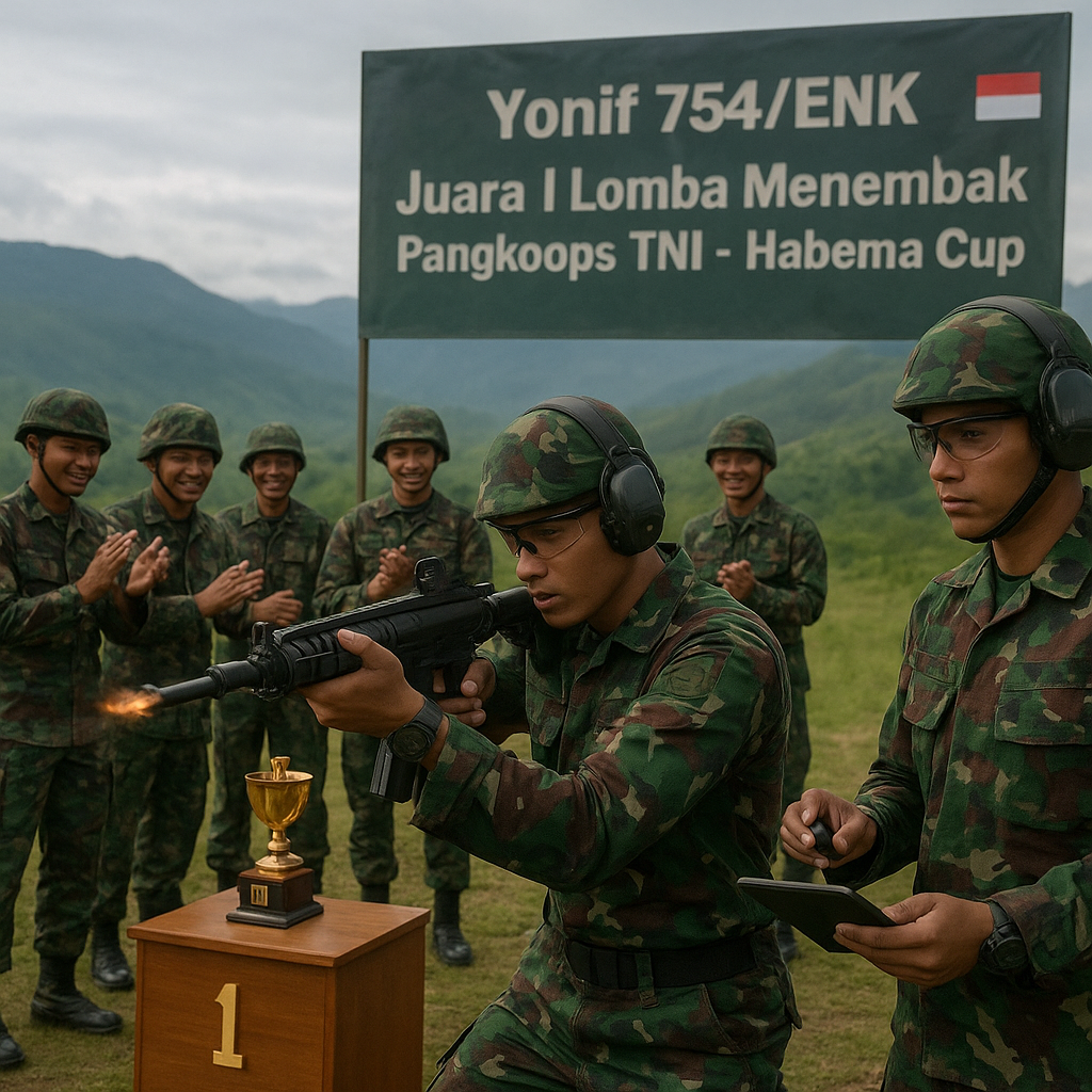 Yonif 754/ENK Juara I Lomba Menembak Pangkoops TNI Habema Cup, Tunjukkan Ketangguhan Prajurit di Medan Tembak