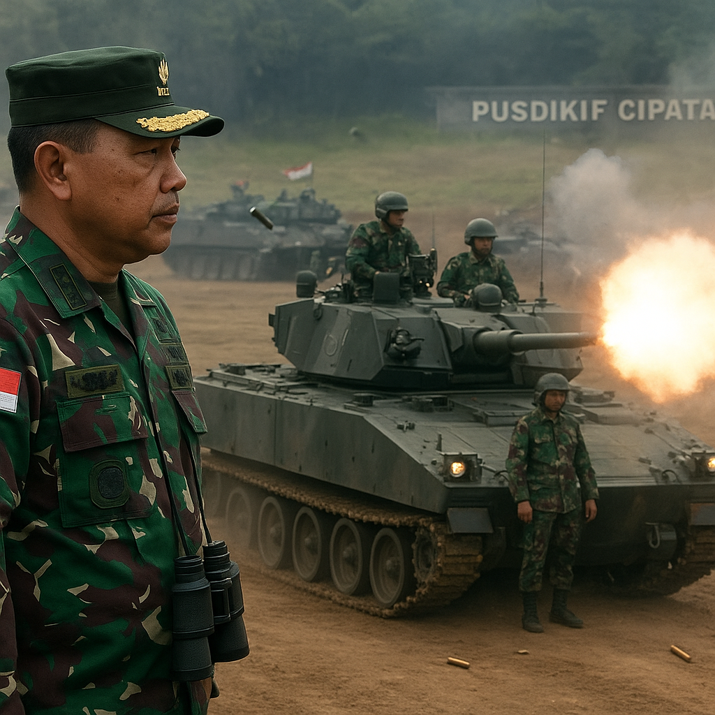 Pangdam III/Siliwangi Tinjau Latihan Menembak Ranpur Yonkav 4/KC di Pusdikif Cipatat