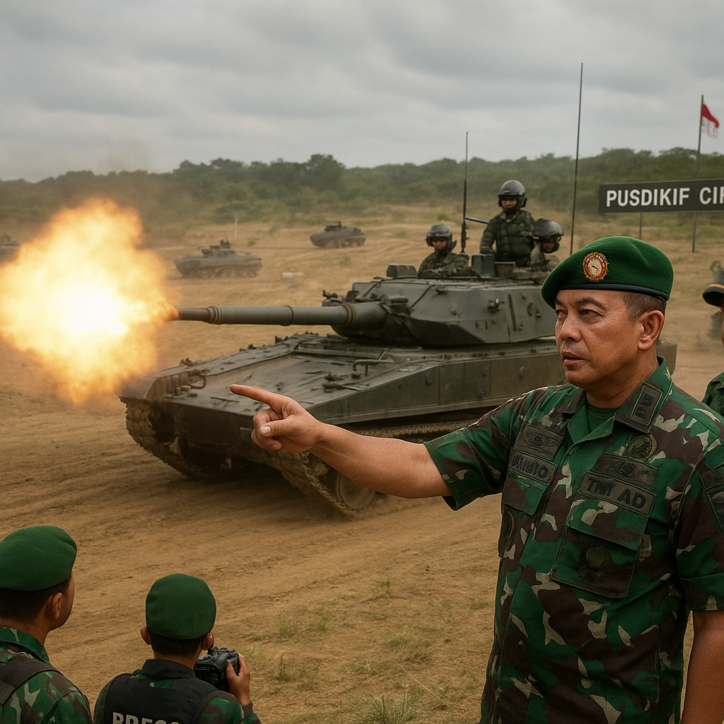 Pangdam III/Siliwangi Tinjau Latihan Menembak Ranpur Yonkav 4/KC di Pusdikif Cipatat