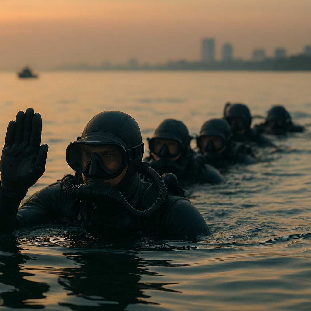 Aksi Pasukan Khusus Taifib Marinir Tembus Laut Ancol lewat Renang Tempur Formasi